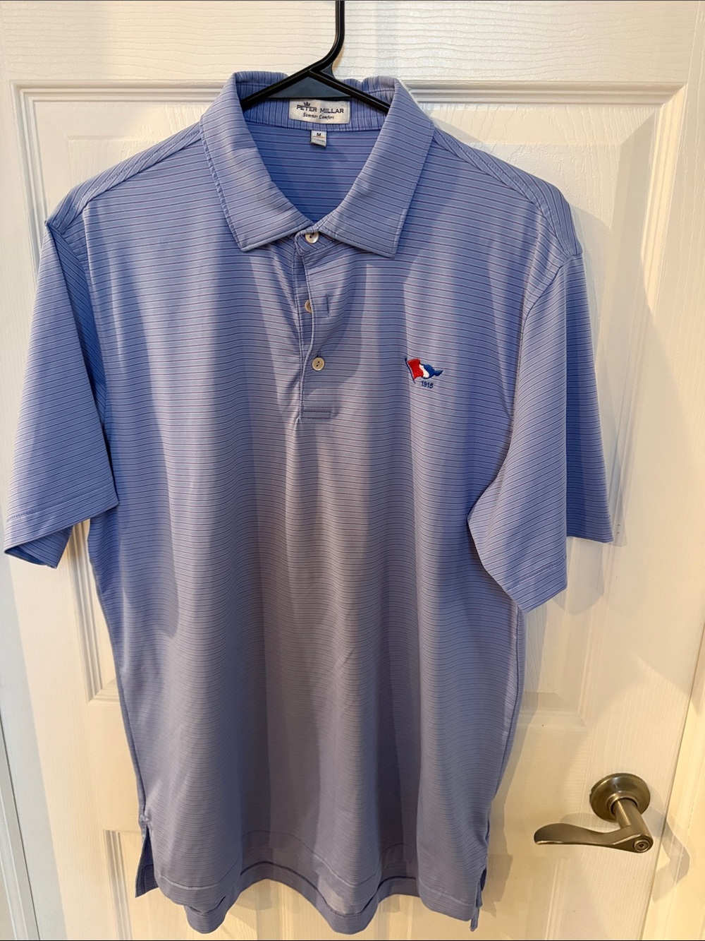 Peter Millar Light Blue Striped Performance Polo